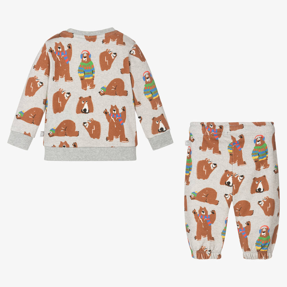 Stella McCartney Kids-Boys Grey Cotton Bear Tracksuit | Childrensalon Outlet