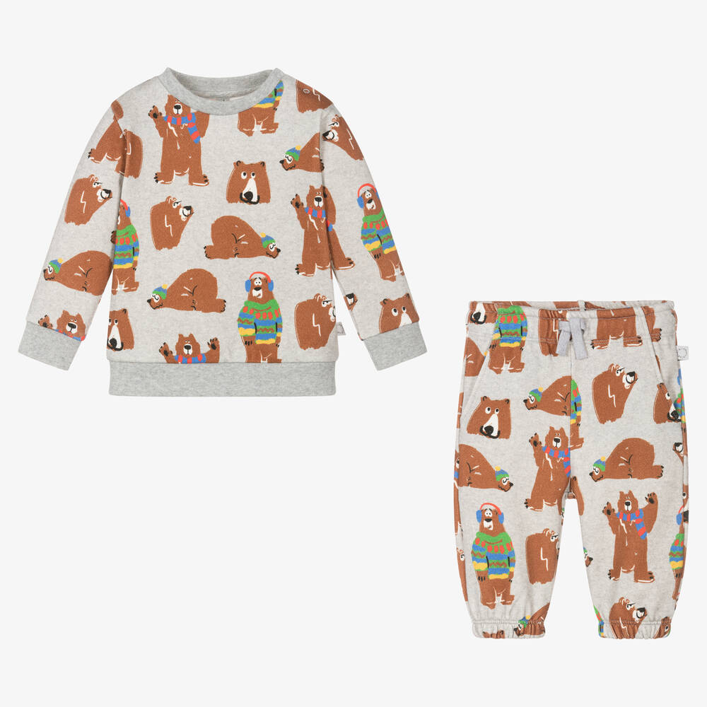 Stella McCartney Kids-Boys Grey Cotton Bear Tracksuit | Childrensalon Outlet