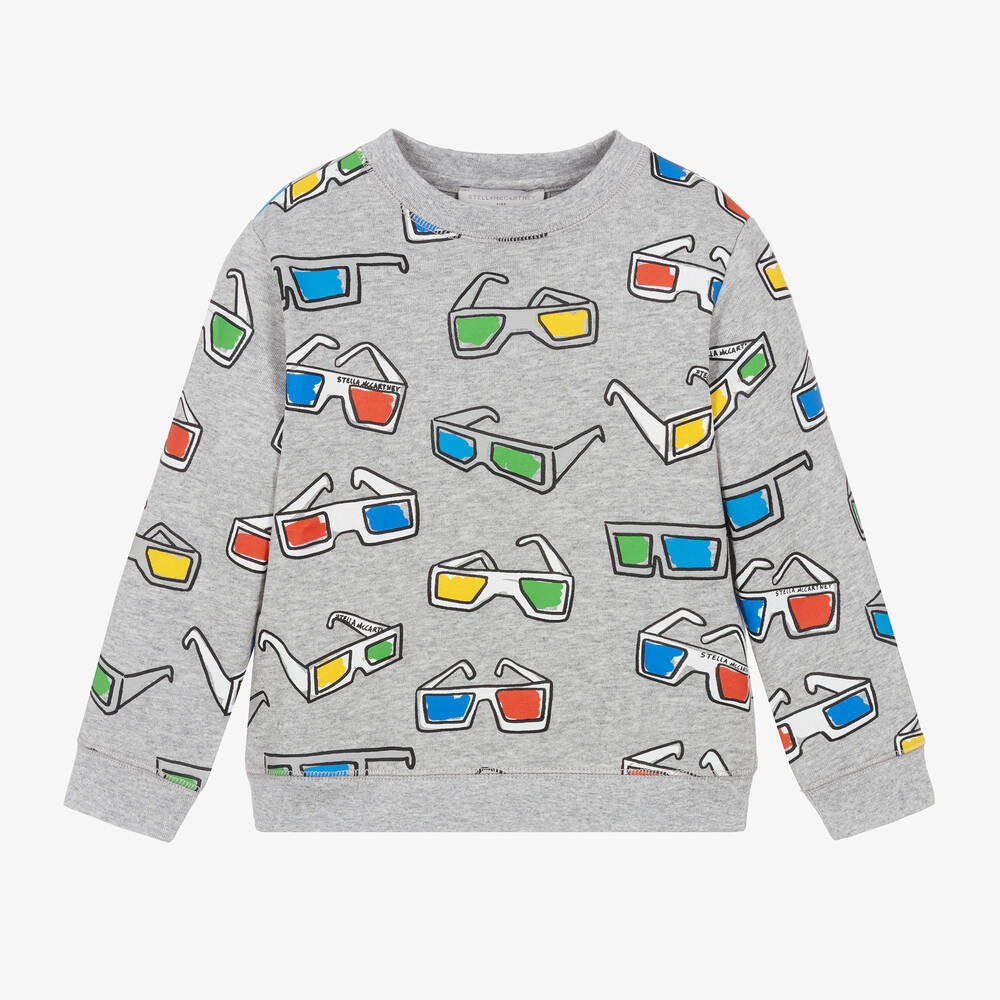 Boys Grey Cotton Glasses Sweatshirt