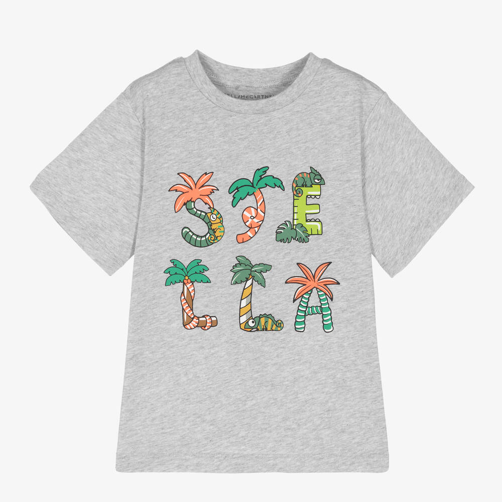 Stella McCartney Kids - Graues Baumwoll-T-Shirt (J) | Childrensalon