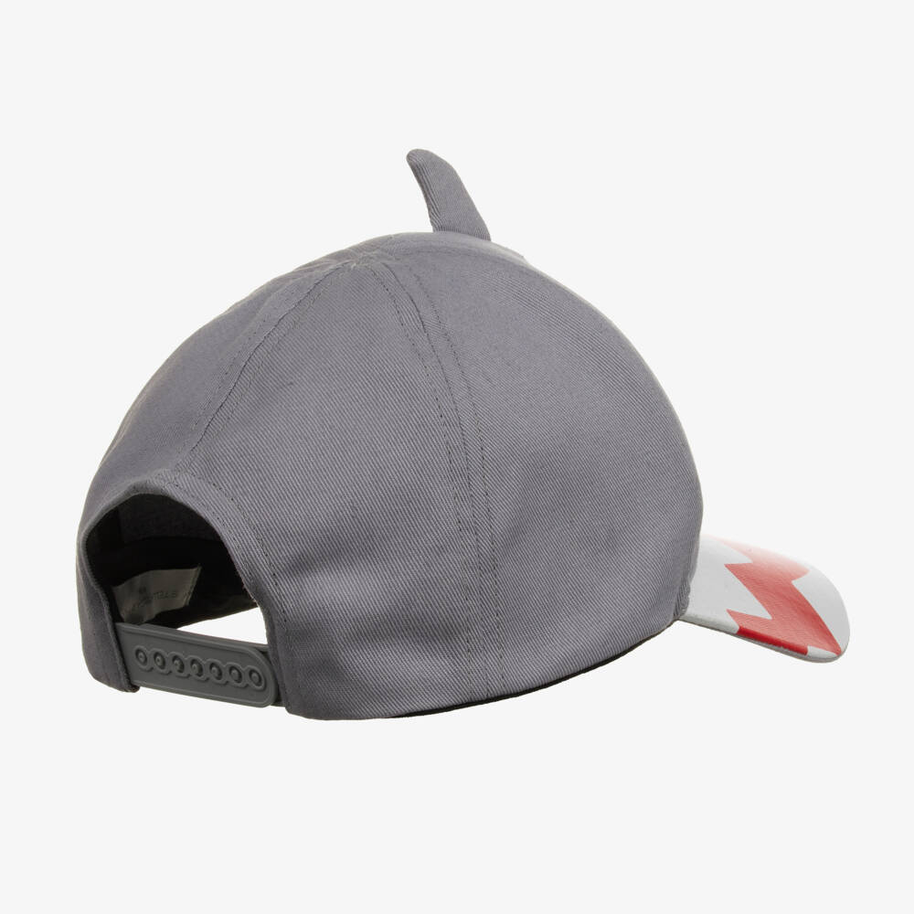 Stella McCartney Kids-Boys Grey Cotton Shark Cap | Childrensalon Outlet