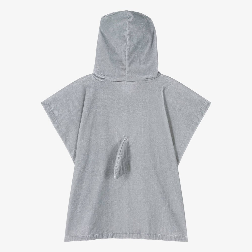 Stella McCartney Kids-Boys Grey Cotton Shark Poncho Towel | Childrensalon Outlet