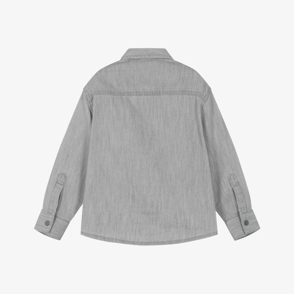 Stella McCartney Kids-Серая хлопковая футболка с белкой для мальчиков | Childrensalon Outlet