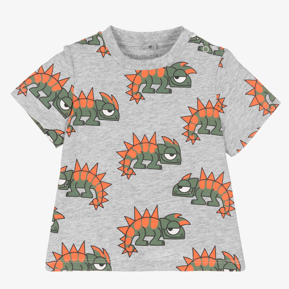 Stella McCartney Kids - Серая футболка с гекконами | Childrensalon