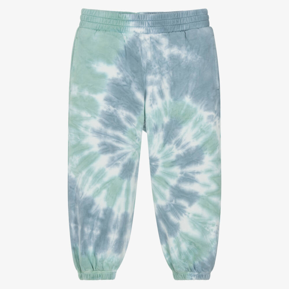 Stella McCartney Kids-Boys Grey & Green Tie-Dye Cotton Earth & Friends Joggers | Childrensalon Outlet