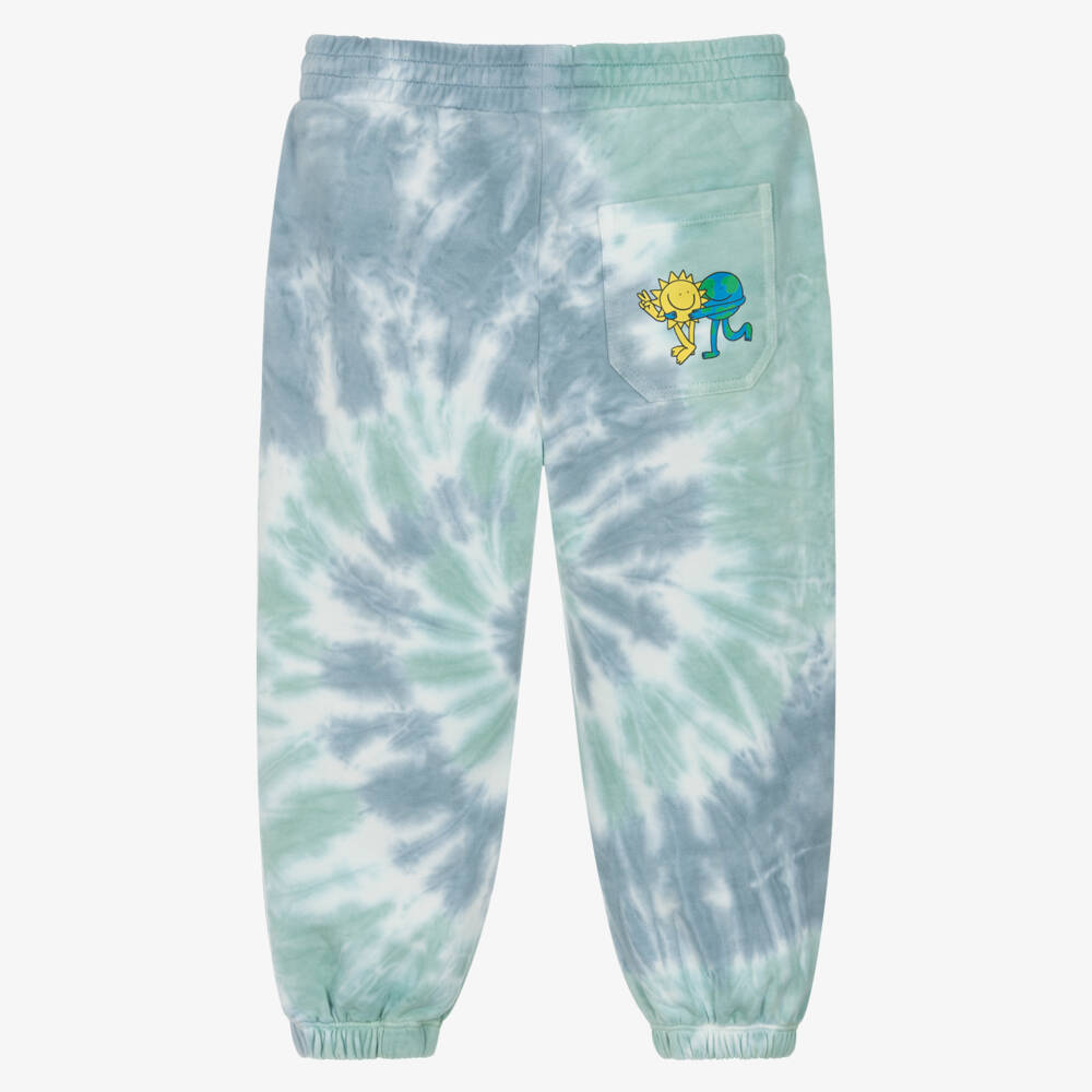 Stella McCartney Kids-Boys Grey & Green Tie-Dye Cotton Earth & Friends Joggers | Childrensalon Outlet