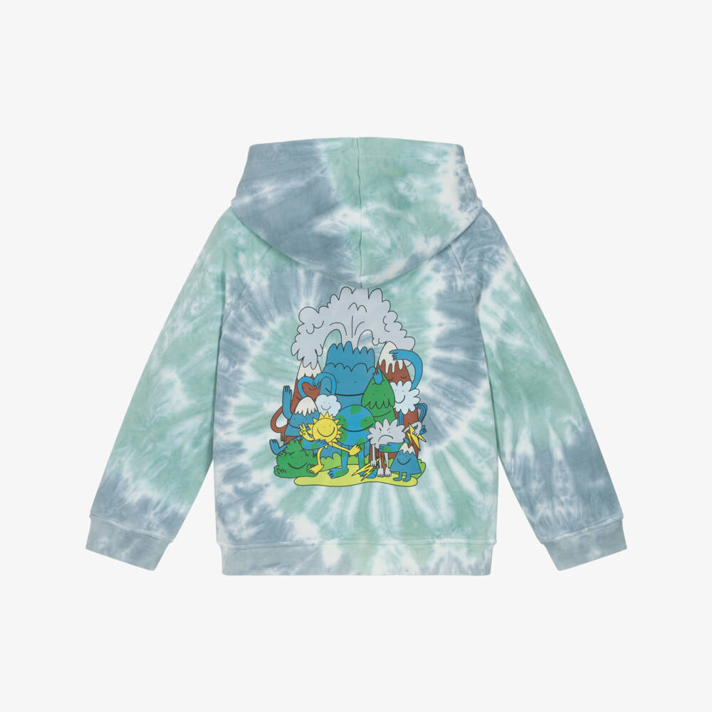 Stella McCartney Kids-Худи из хлопка с зелёным тай-дай для мальчиков | Childrensalon Outlet