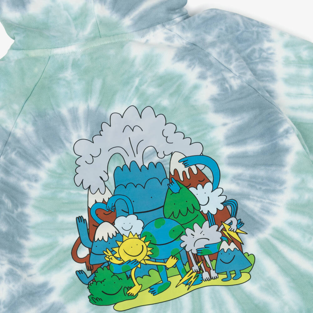 Stella McCartney Kids-Худи из хлопка с зелёным тай-дай для мальчиков | Childrensalon Outlet