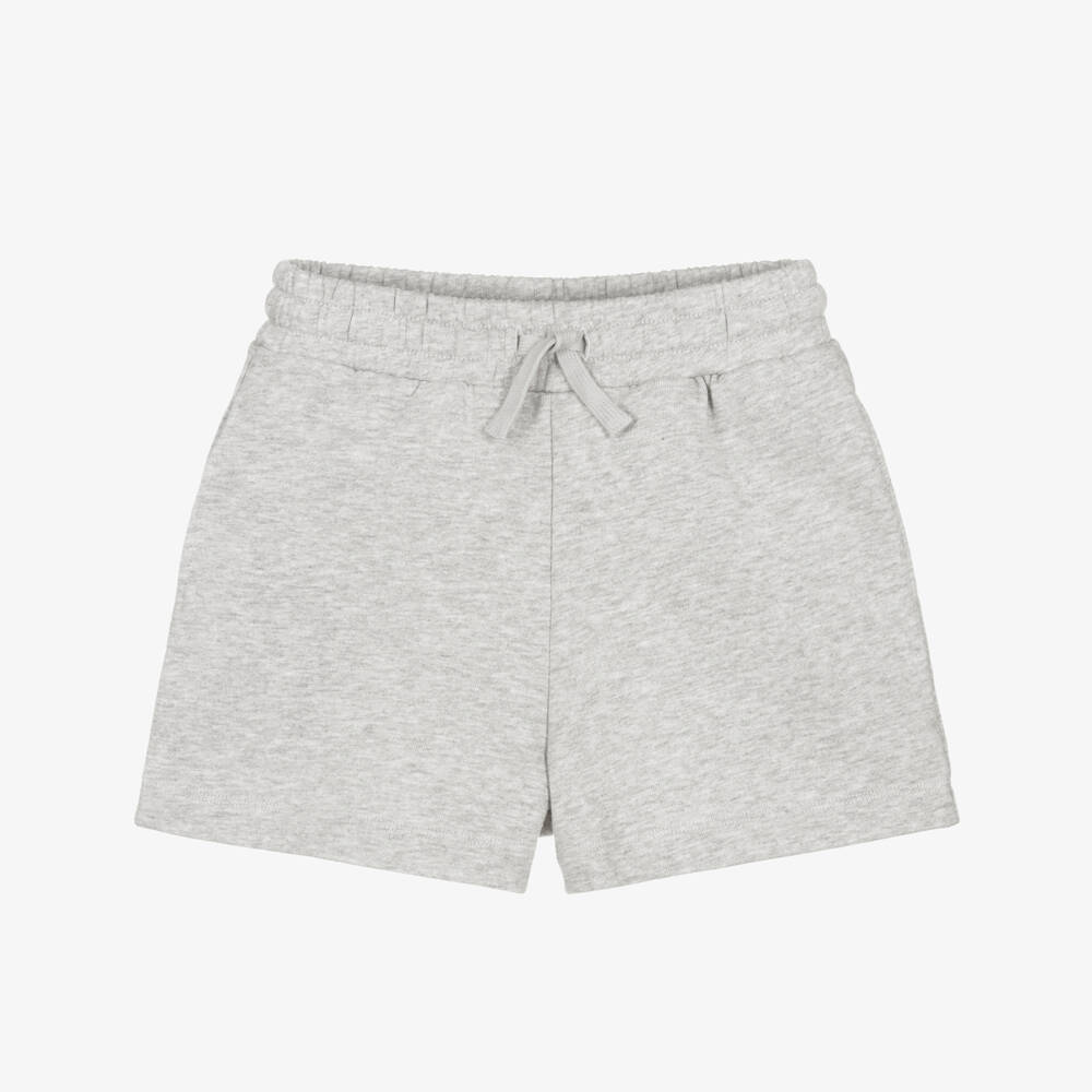 Stella McCartney Kids-Boys Grey Marl Cotton Jersey Shorts with Foam Finger Patch | Childrensalon Outlet