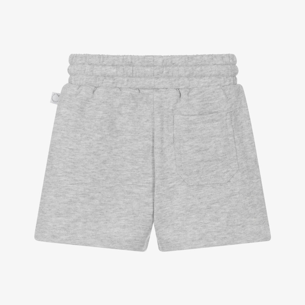 Stella McCartney Kids-Boys Grey Marl Cotton Shorts with Rugby Ball Patch | Childrensalon Outlet