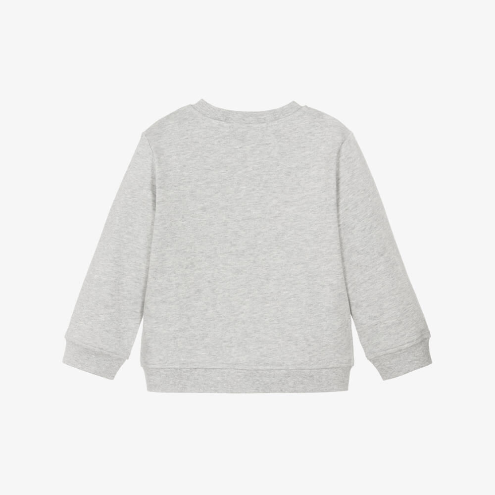 Stella McCartney Kids-Boys Grey Marl Cotton Sweatshirt with Foam Finger Patch | Childrensalon Outlet
