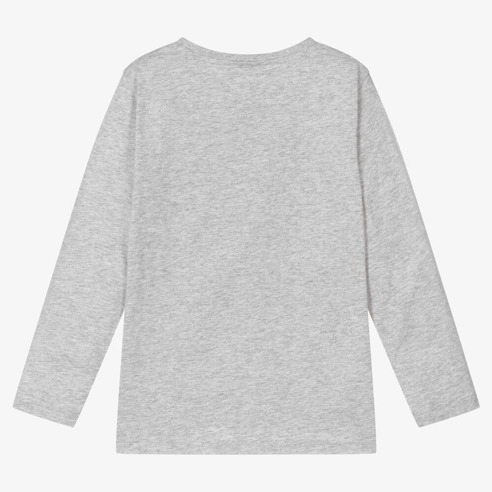 Stella McCartney Kids-Серый хлопковый топ с медвежонком | Childrensalon Outlet