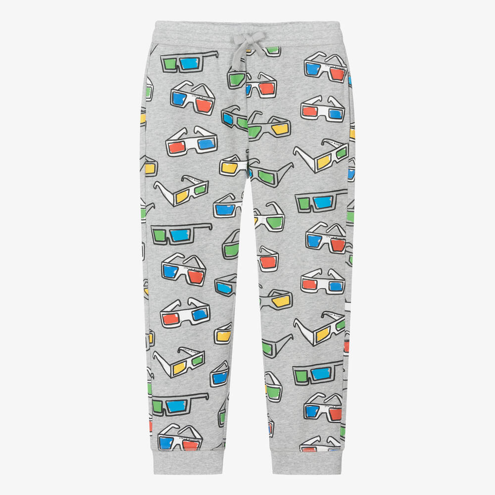 Stella McCartney Kids-Boys Grey Organic Cotton Glasses Joggers | Childrensalon Outlet