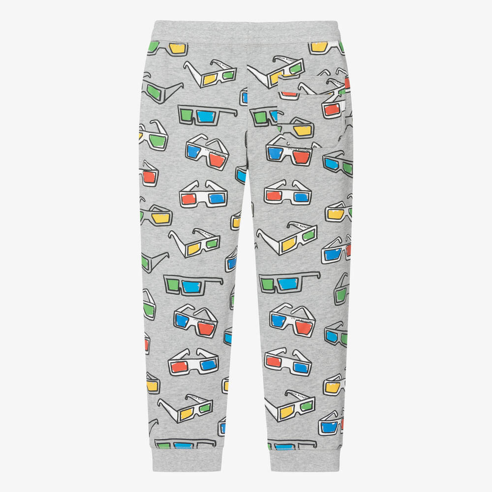 Stella McCartney Kids-Boys Grey Organic Cotton Glasses Joggers | Childrensalon Outlet