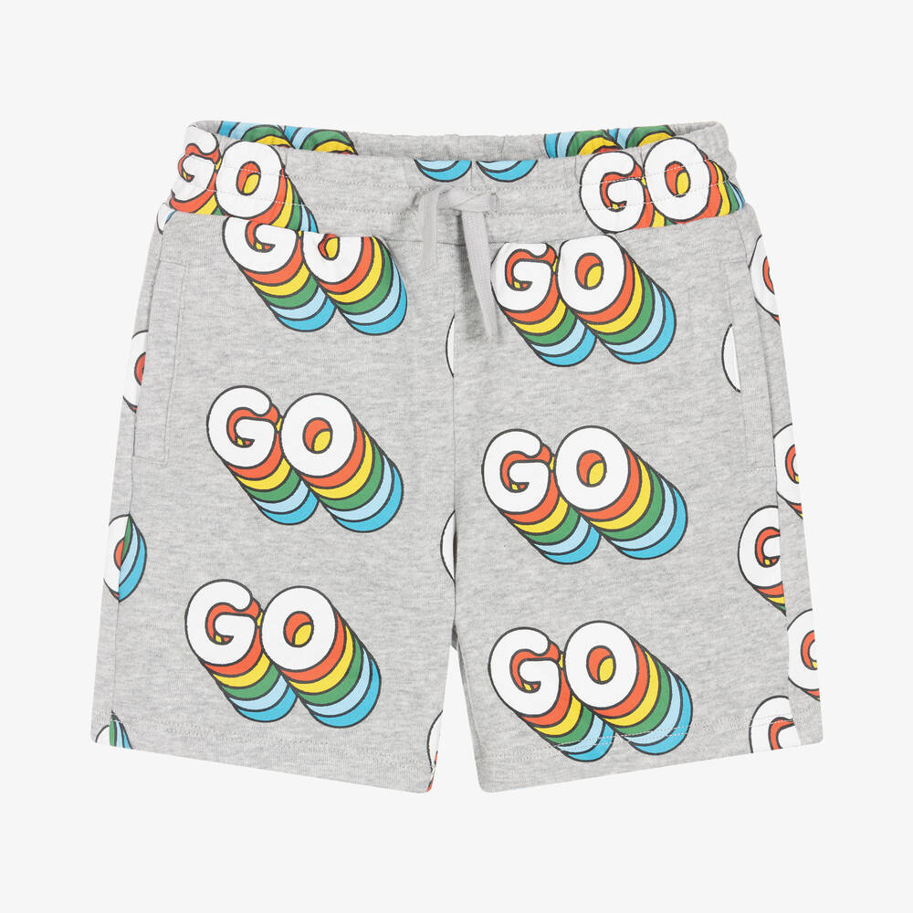 Stella McCartney Kids - Boys Grey Organic Cotton Jersey Shorts | Childrensalon