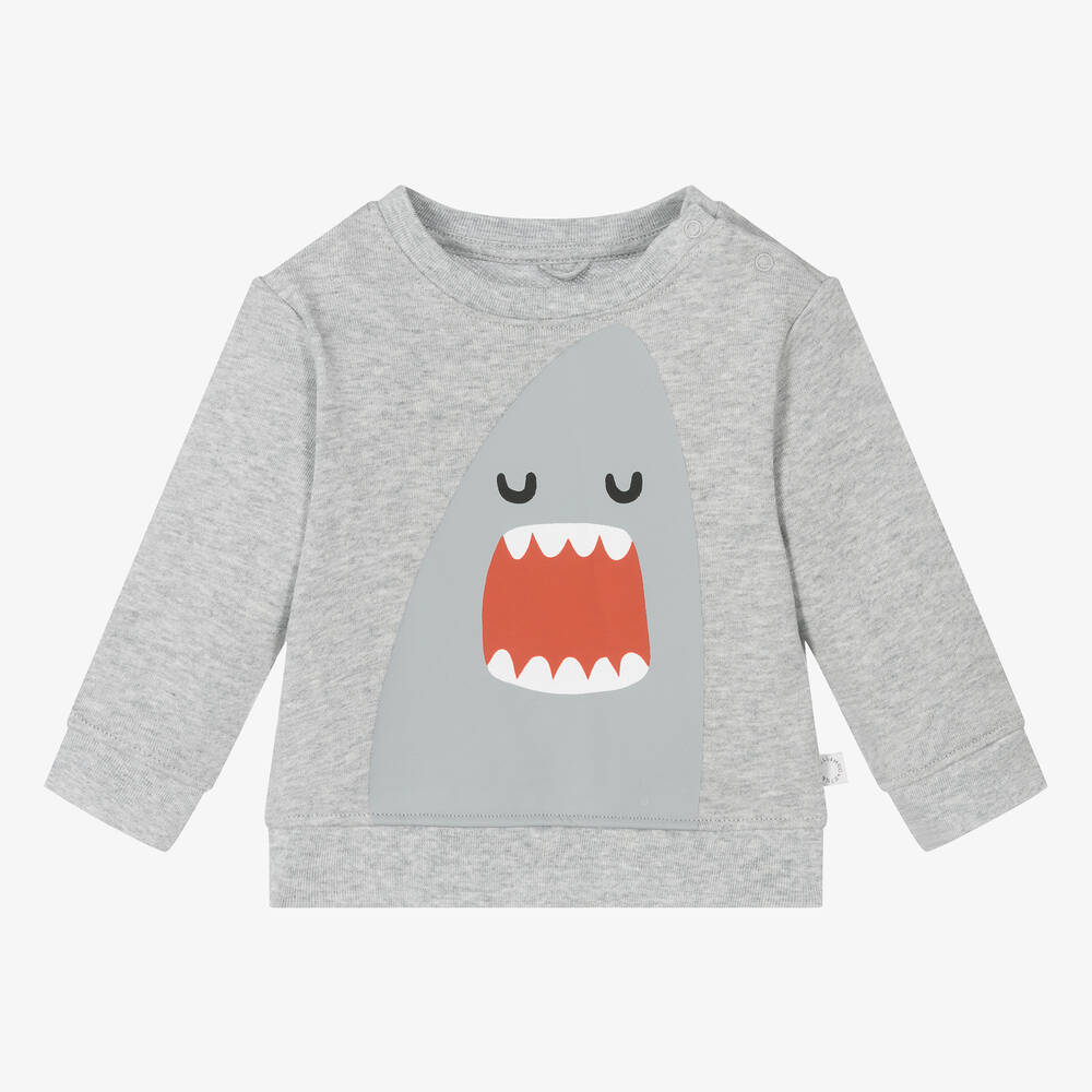 Stella McCartney Kids-Boys Grey Shark Organic Cotton Sweatshirt | Childrensalon Outlet