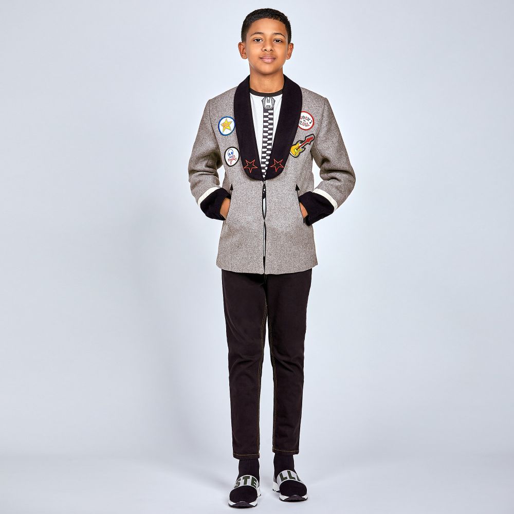 Stella McCartney Kids Boys Grey Wool Blend Coat Childrensalon