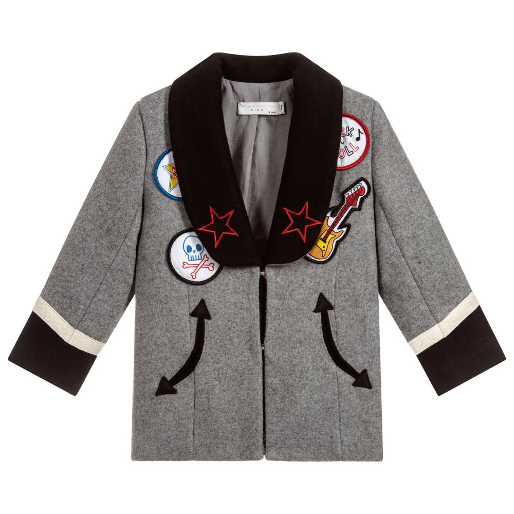 Stella McCartney Kids - Boys Grey Wool Blend Coat | Childrensalon