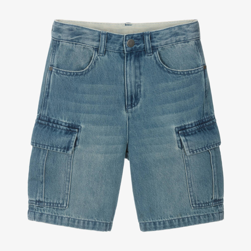 Stella McCartney Kids-شورت جيوب عملية للأولاد بلون النيلي | Childrensalon Outlet