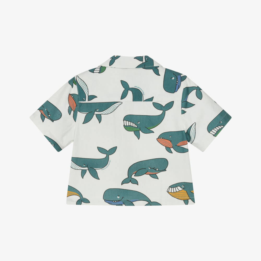 Stella McCartney Kids-Boys Ivory & Blue Whale Print Shirt | Childrensalon Outlet
