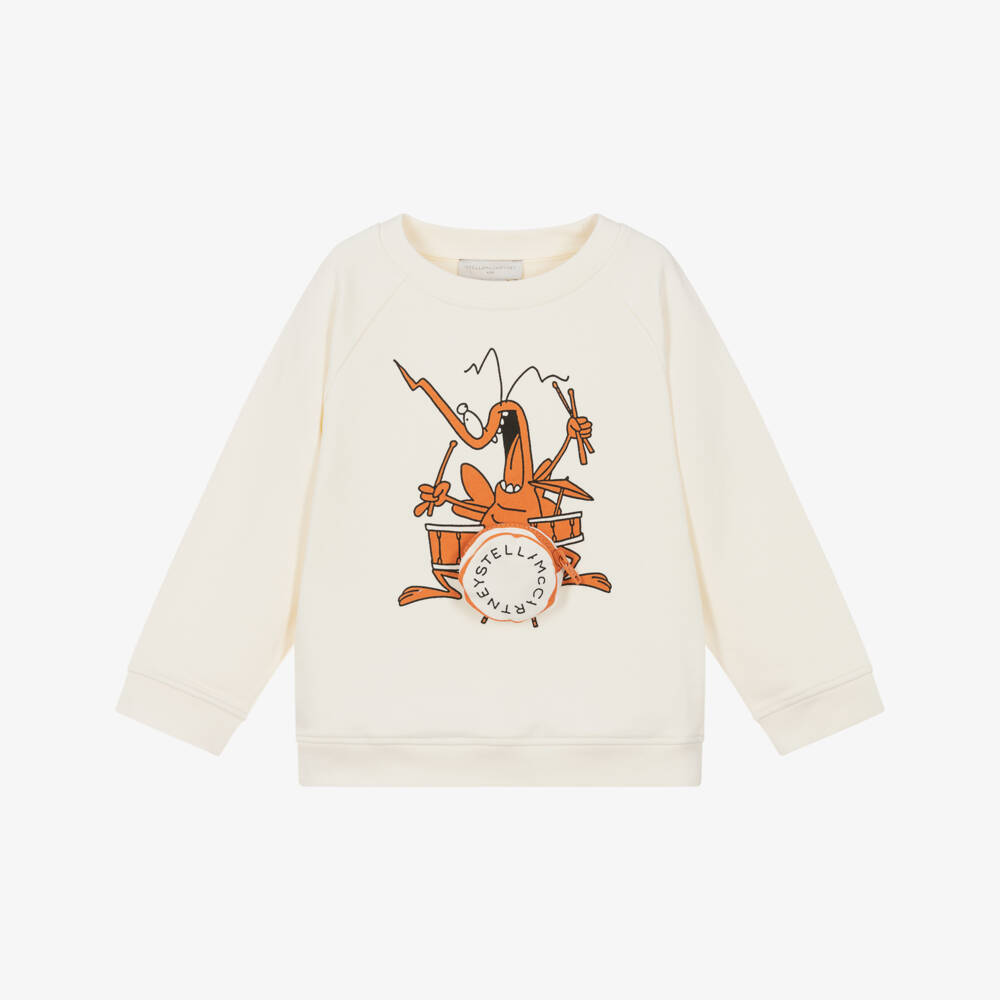 Stella McCartney Kids-Boys Ivory Bug Cotton Sweatshirt with Zip Pocket | Childrensalon Outlet