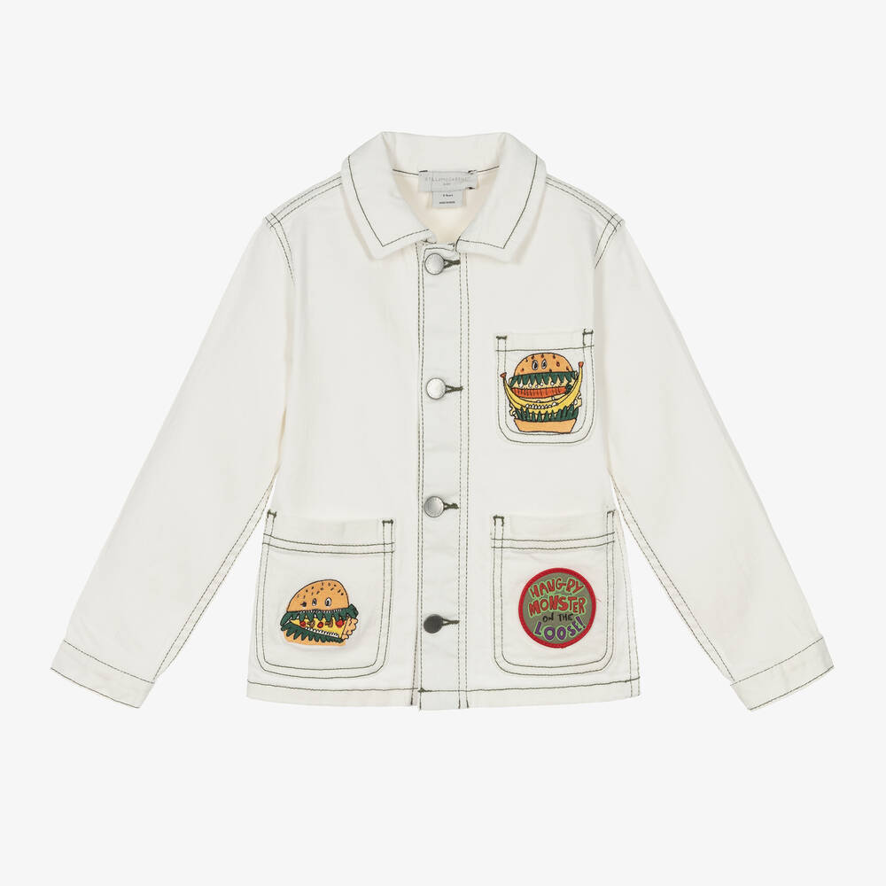Stella McCartney Kids-Boys Ivory Burger Cotton Twill Jacket | Childrensalon Outlet