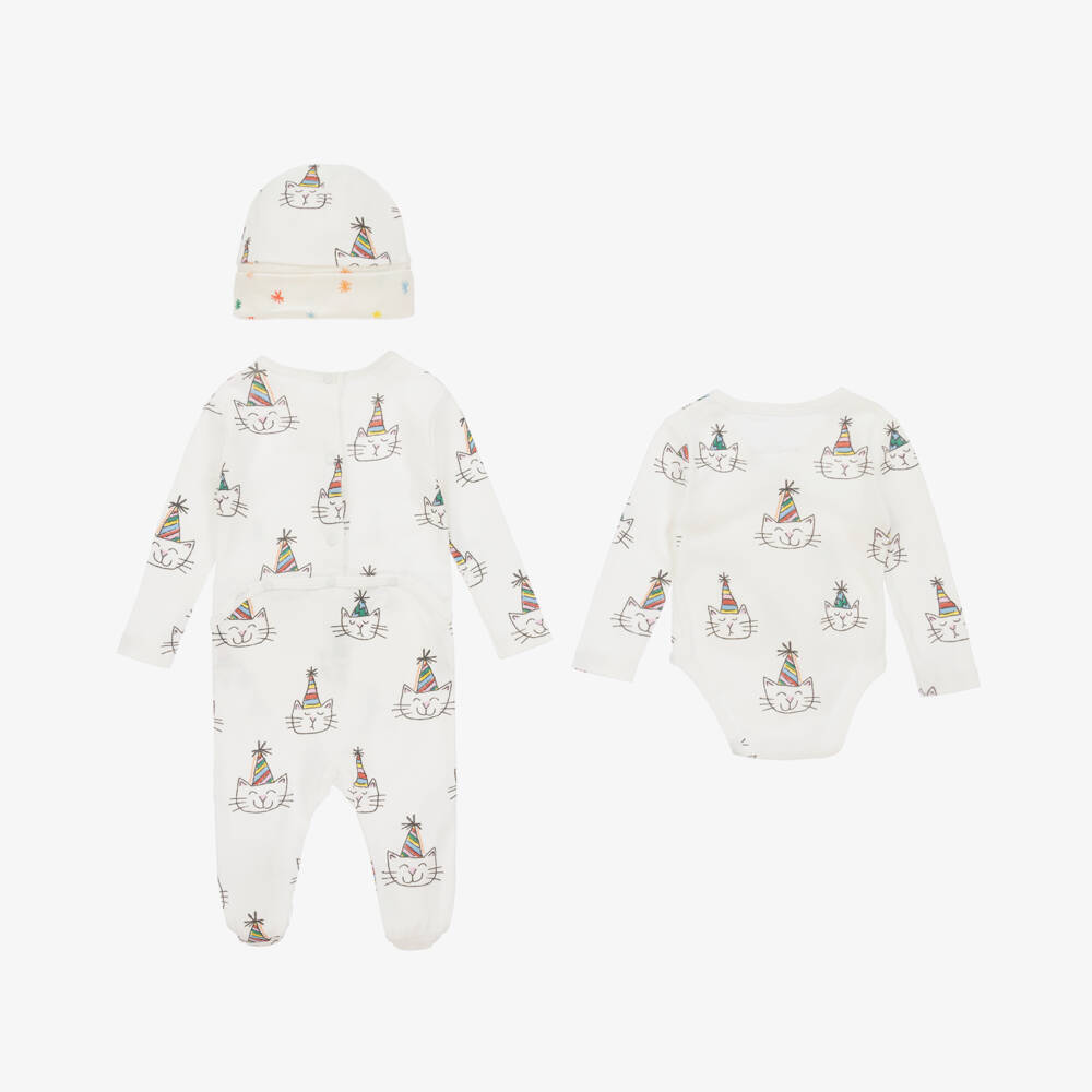 Stella McCartney Kids-Boys Ivory Cat Celebration Onesie Set | Childrensalon Outlet