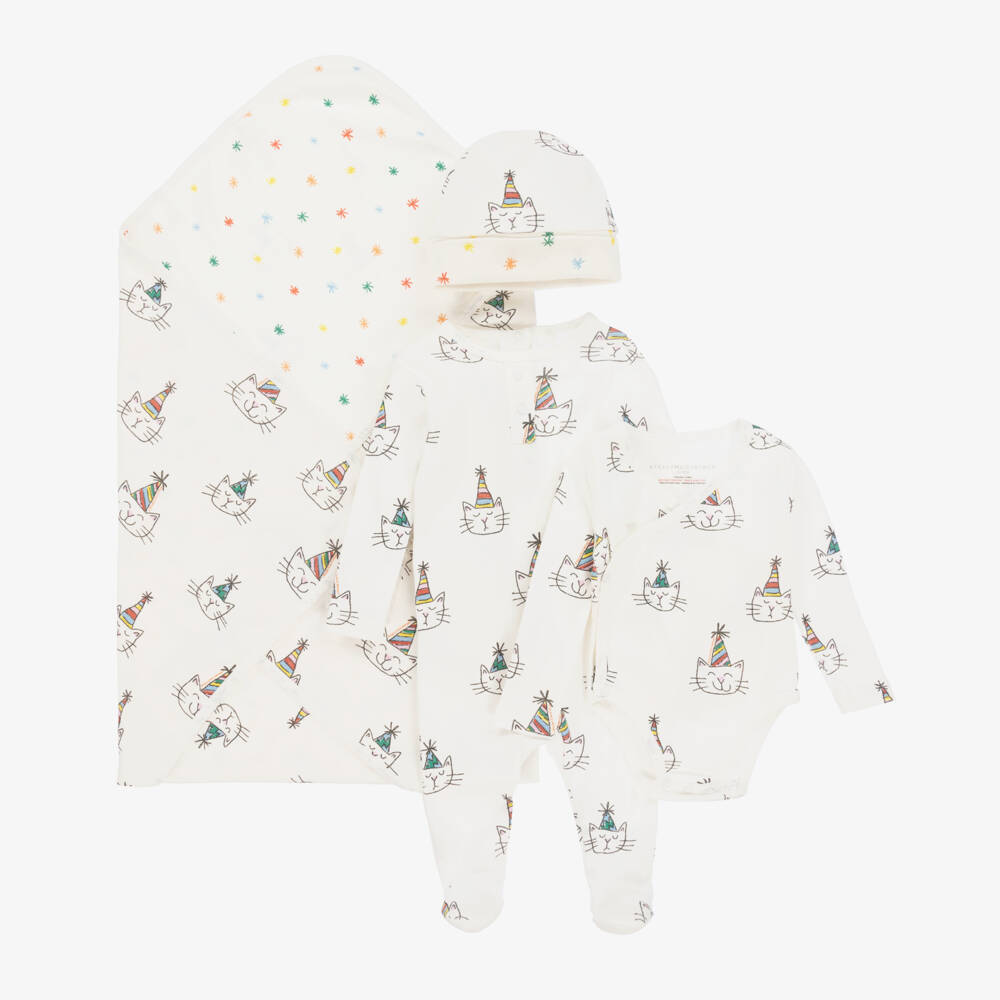 Stella McCartney Kids-Boys Ivory Cat Celebration Onesie Set | Childrensalon Outlet