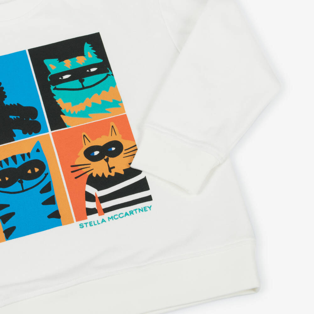 Stella McCartney Kids-Boys Ivory Cat Graphic Sweater | Childrensalon Outlet