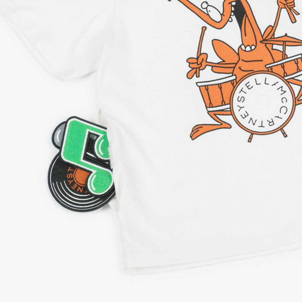 Stella McCartney Kids-Boys Ivory Cotton Bug T-Shirt with Velcro Patches | Childrensalon Outlet