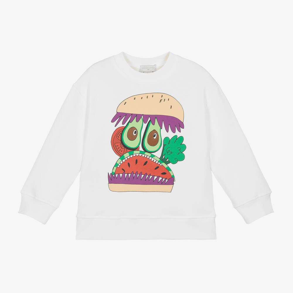 Stella McCartney Kids-Boys Ivory Cotton Burger Sweatshirt | Childrensalon Outlet