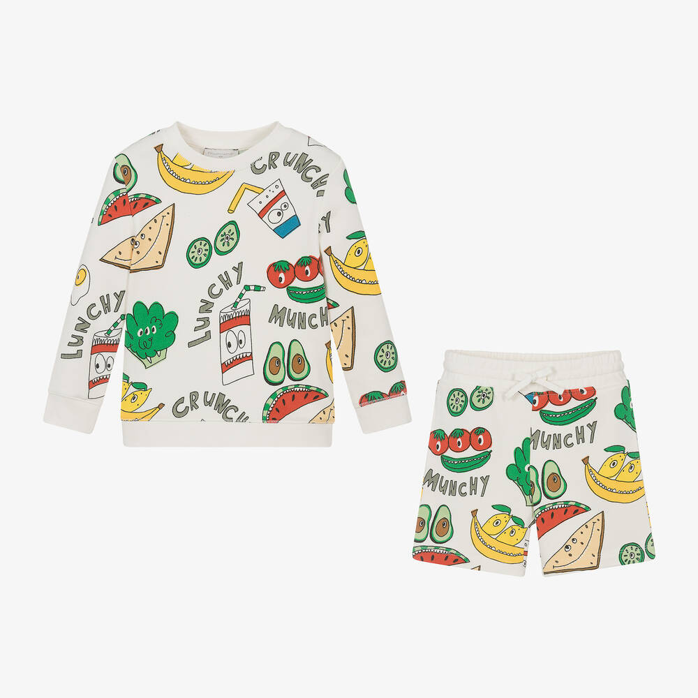 Stella McCartney Kids-Boys Ivory Cotton Crunchy Lunchy Shorts Set | Childrensalon Outlet