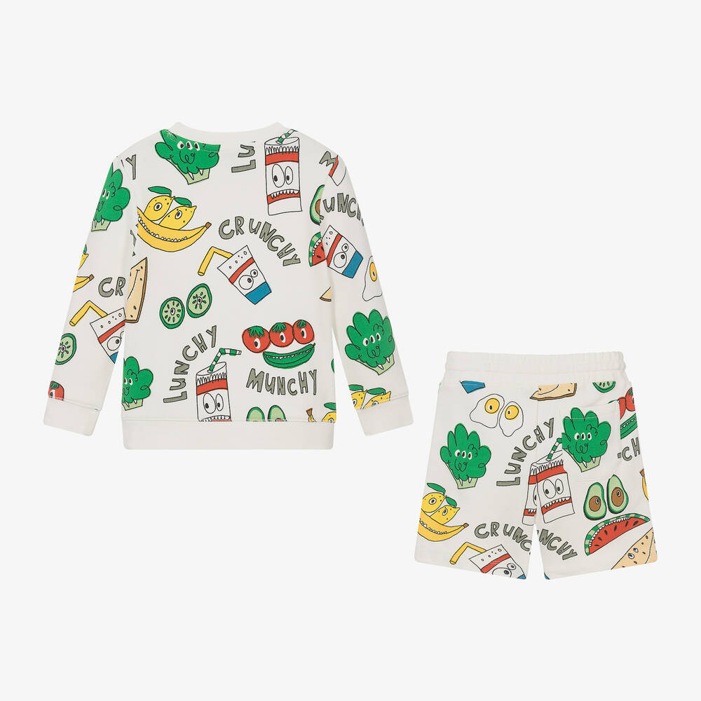 Stella McCartney Kids-Boys Ivory Cotton Crunchy Lunchy Shorts Set | Childrensalon Outlet