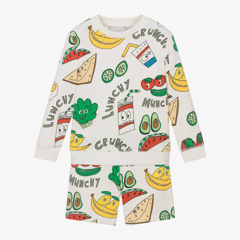 Stella McCartney Kids-Кремовый топ и шорты из хлопка для мальчиков | Childrensalon Outlet
