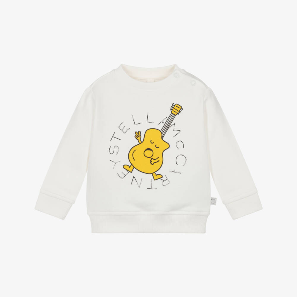 Stella McCartney Kids-Boys Ivory Cotton Guitar Logo Sweatshirt | Childrensalon Outlet
