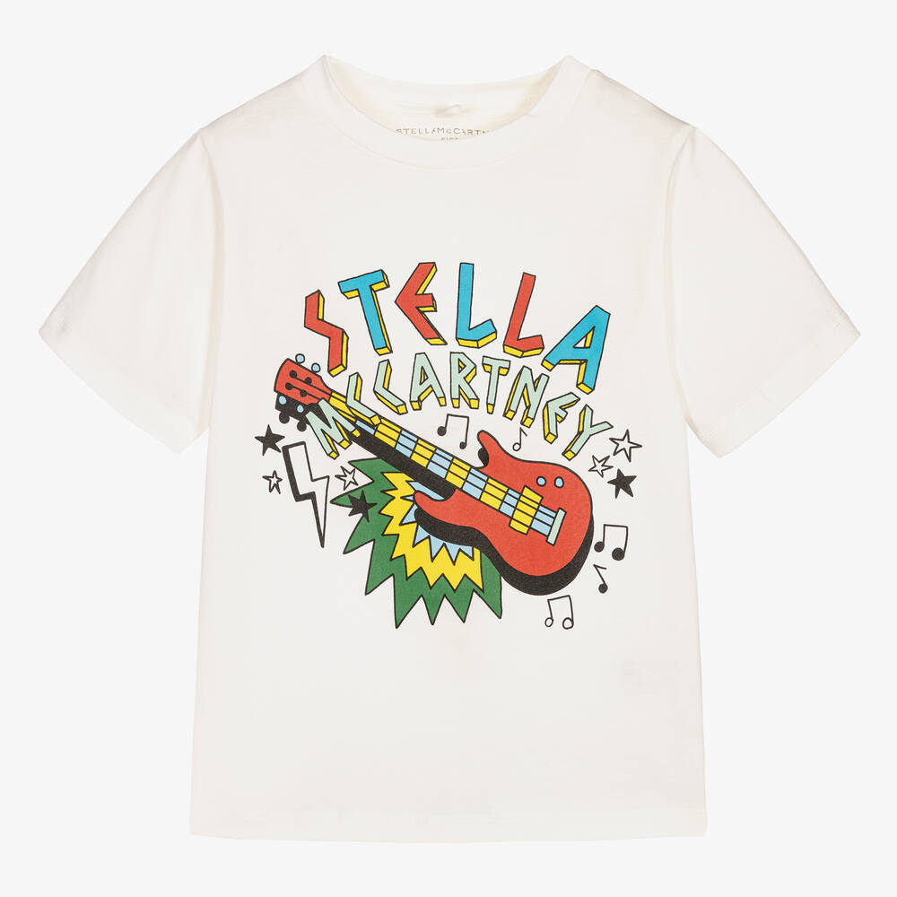 Stella McCartney Kids - Baumwoll-T-Shirt in Elfenbein (J) | Childrensalon