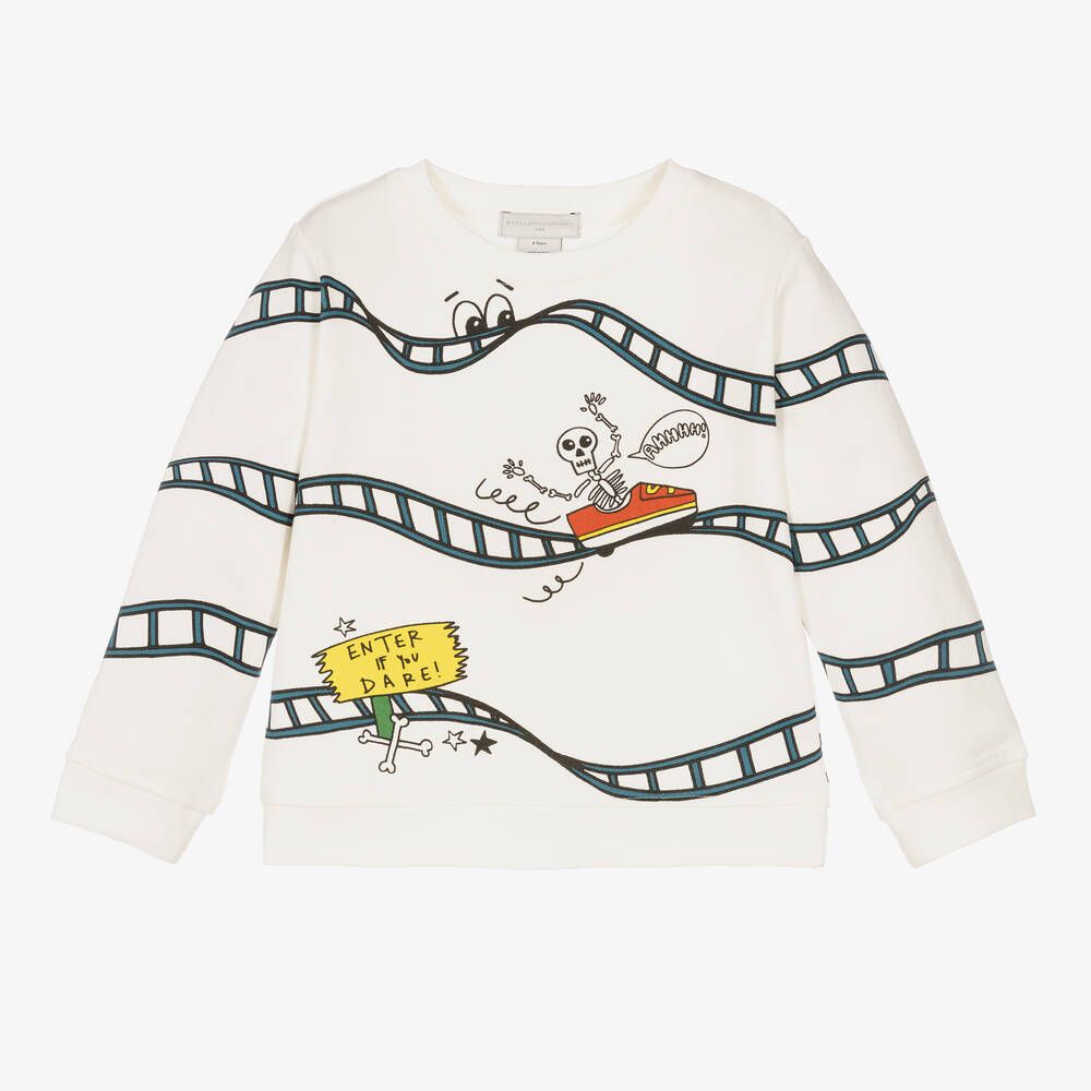 Stella McCartney Kids - Boys Ivory Cotton Rollercoster Sweatshirt | Childrensalon