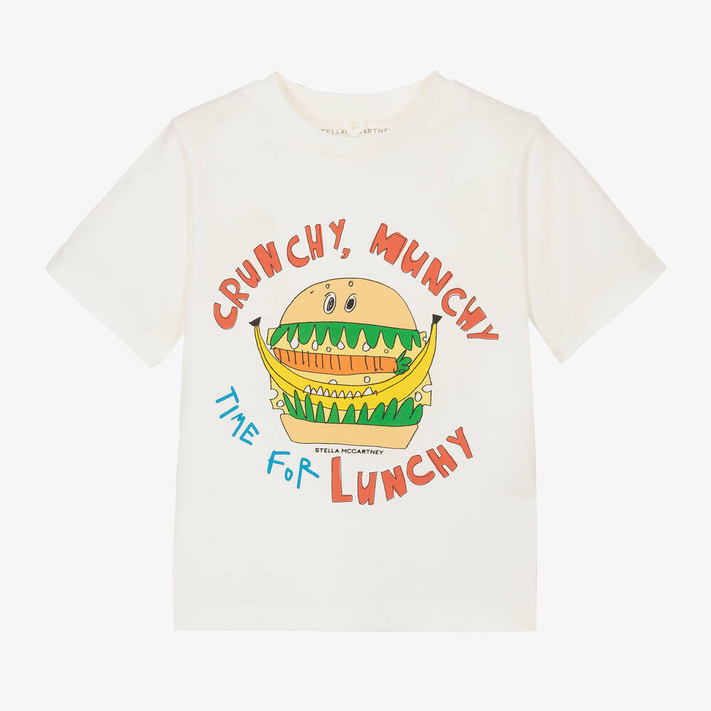 Stella McCartney Kids-Boys Ivory Cotton Sandwich T-Shirt  | Childrensalon Outlet