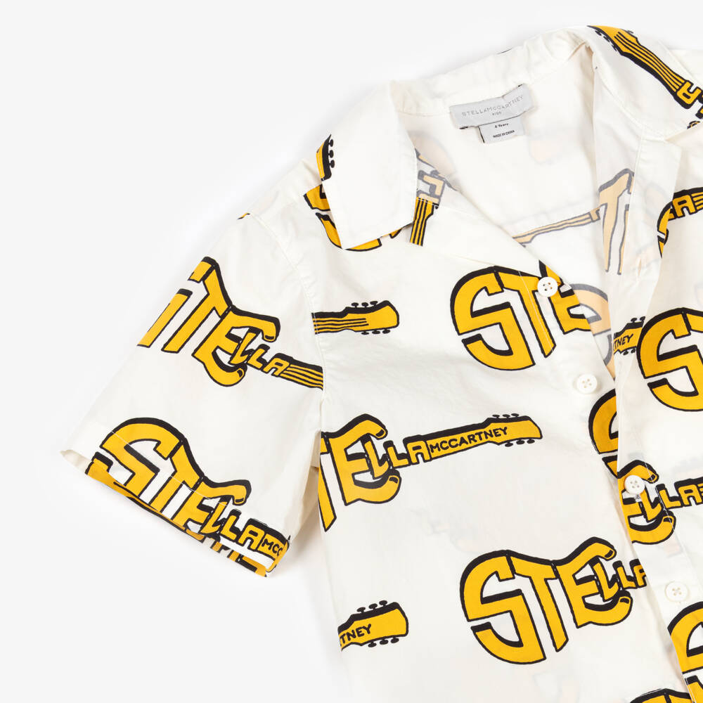 Stella McCartney Kids-Кремовая рубашка с гитарами для мальчиков | Childrensalon Outlet