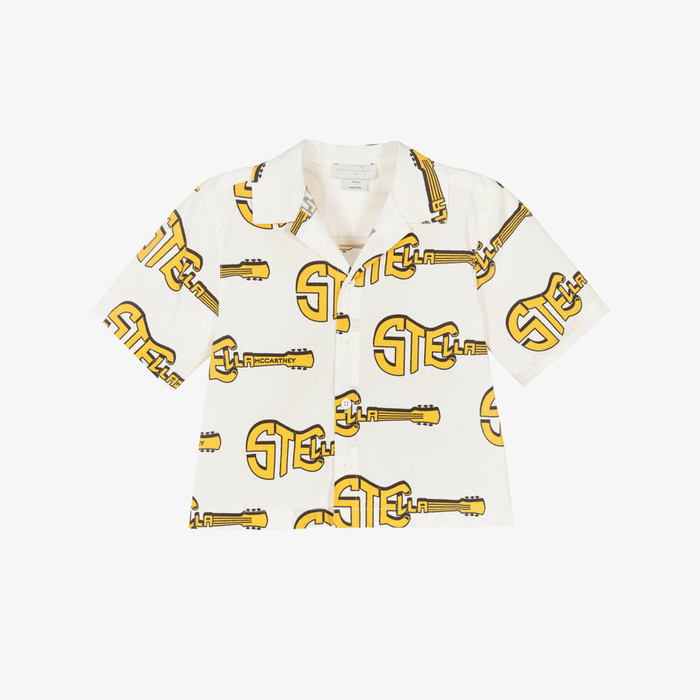 Stella McCartney Kids-Кремовая рубашка с гитарами для мальчиков | Childrensalon Outlet