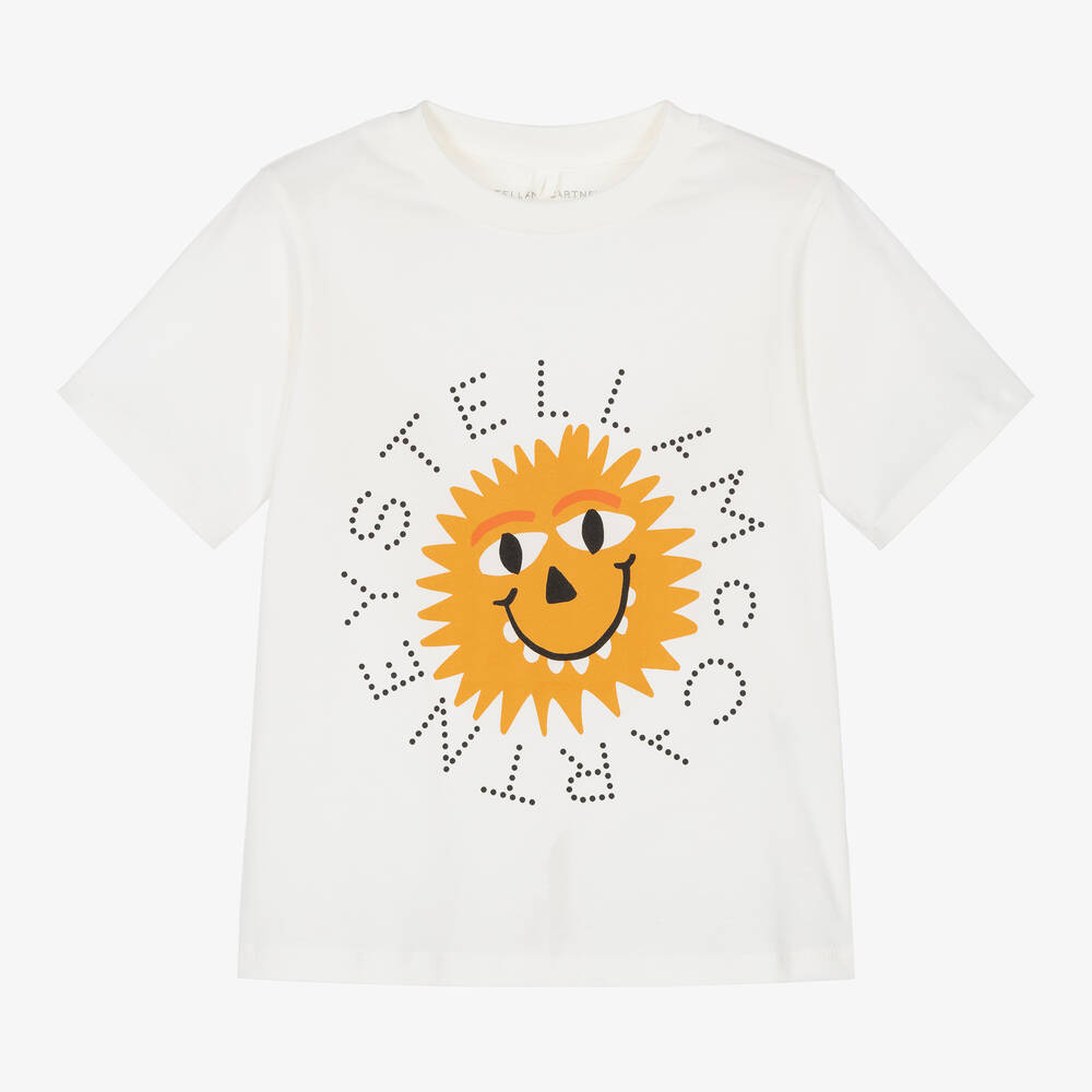 Stella McCartney Kids - Кремовая хлопковая футболка с солнцем для мальчиков | Childrensalon