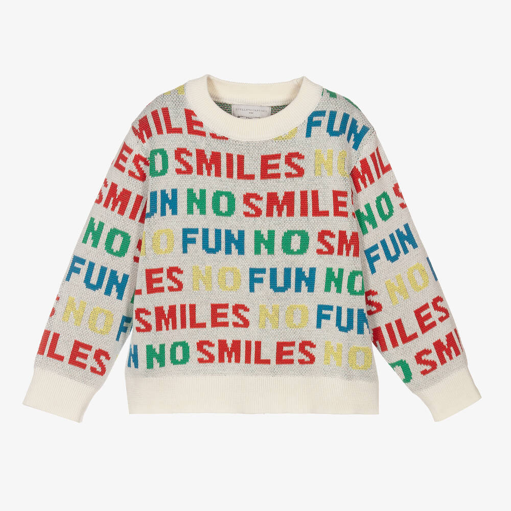 Stella McCartney Kids - كنزة قطن عضوي محبوك لون عاجي للأولاد | Childrensalon