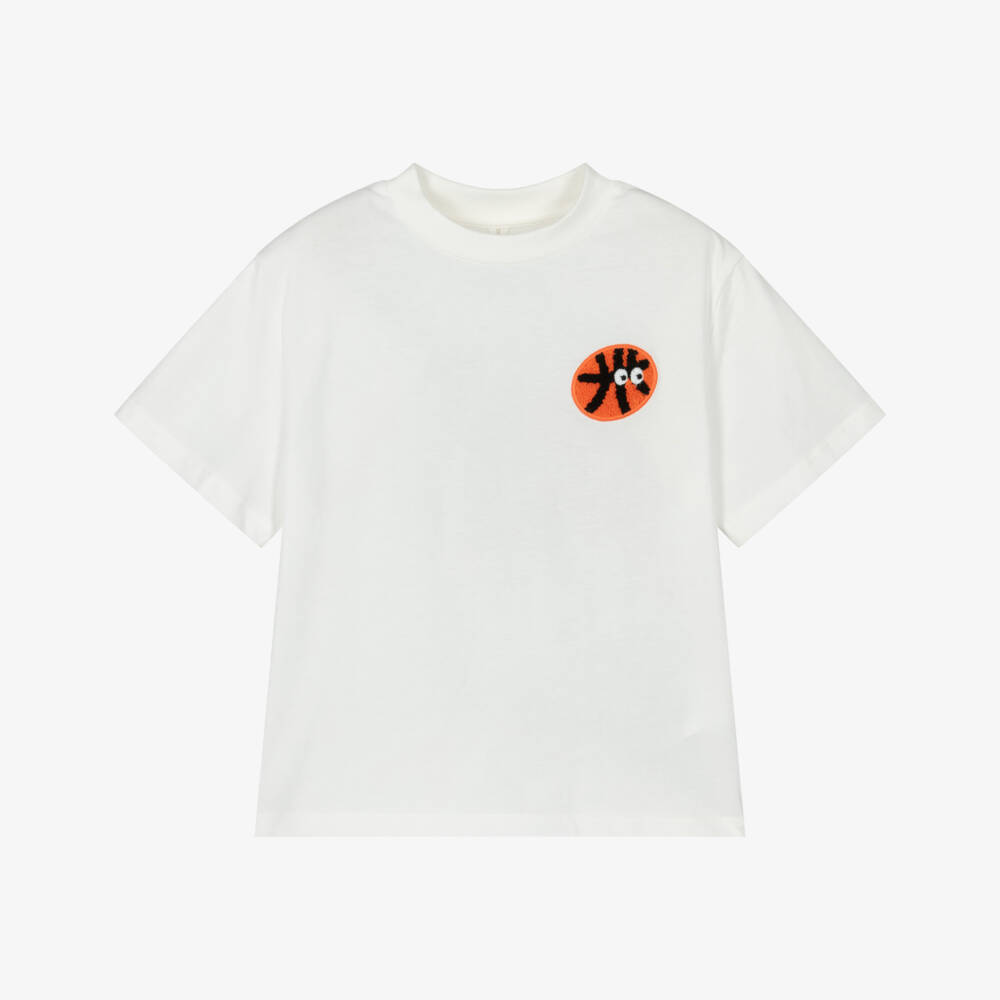 Stella McCartney Kids-Футболка кремовая для мальчиков с баскетбольным принтом | Childrensalon Outlet