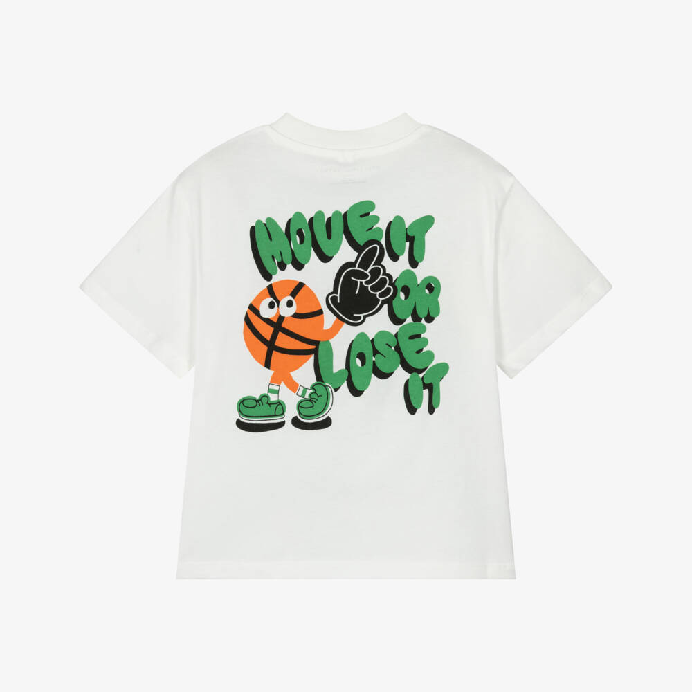 Stella McCartney Kids-Футболка кремовая для мальчиков с баскетбольным принтом | Childrensalon Outlet