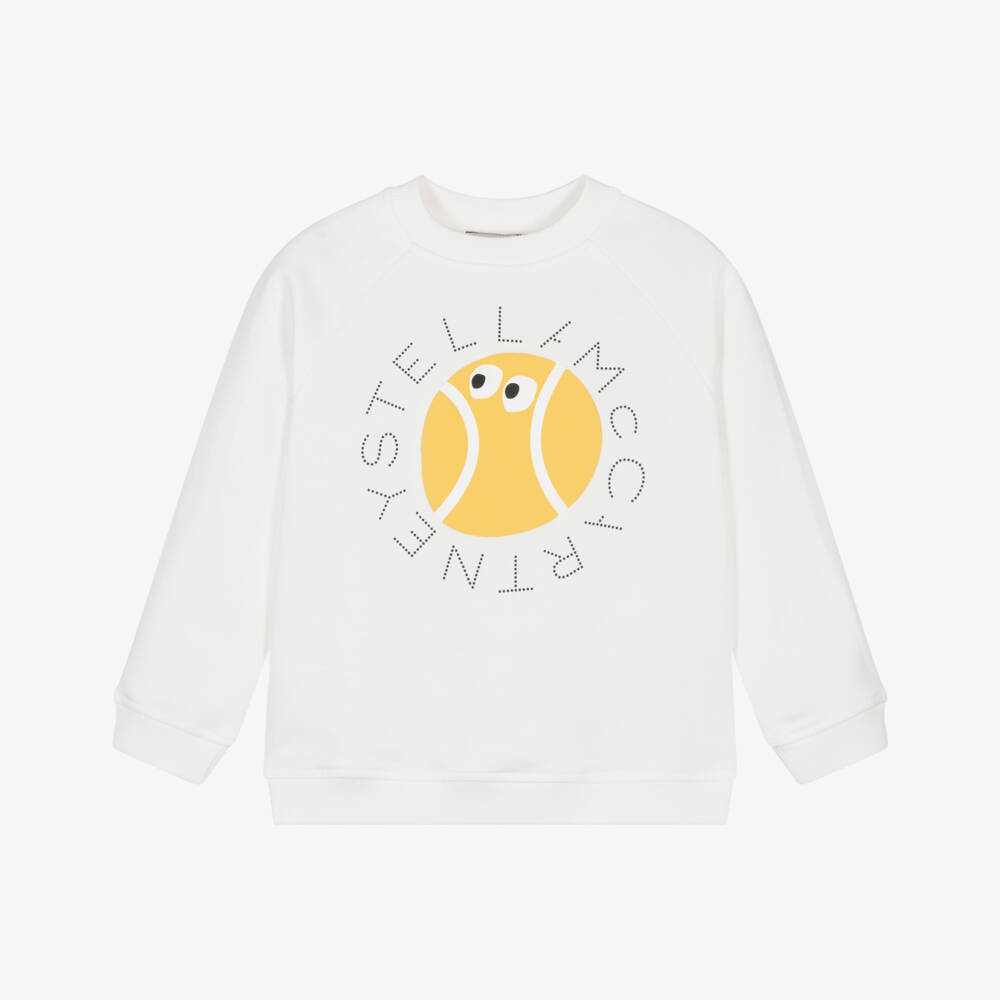 Stella McCartney Kids-Boys Ivory Cotton Tennis Ball Sweatshirt | Childrensalon Outlet