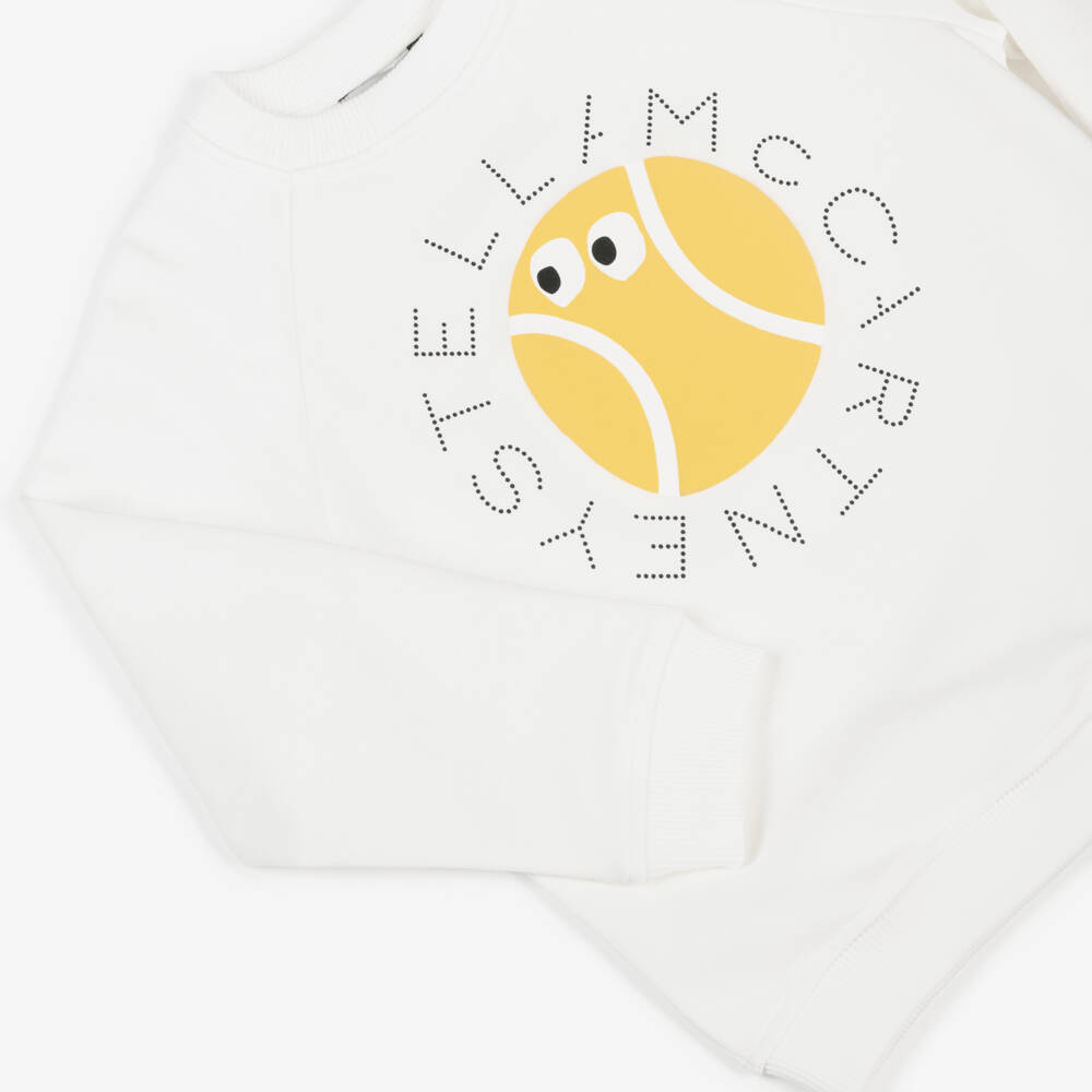 Stella McCartney Kids-Boys Ivory Cotton Tennis Ball Sweatshirt | Childrensalon Outlet
