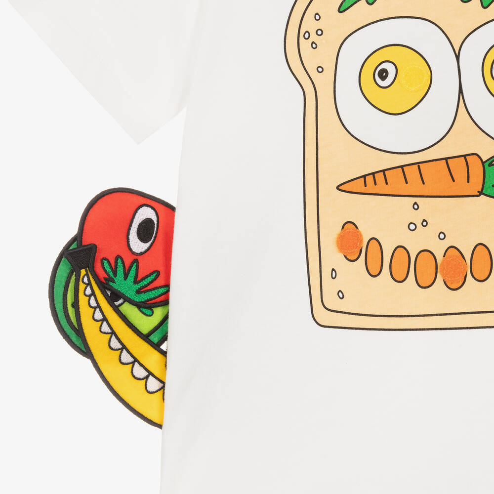 Stella McCartney Kids-Кремовая хлопковая футболка с овощами для мальчиков | Childrensalon Outlet