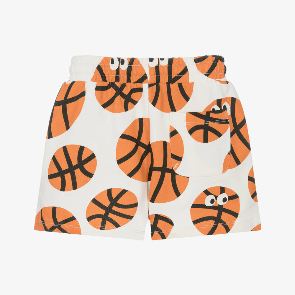 Stella McCartney Kids-Boys Ivory & Orange Basketball Print Shorts | Childrensalon Outlet