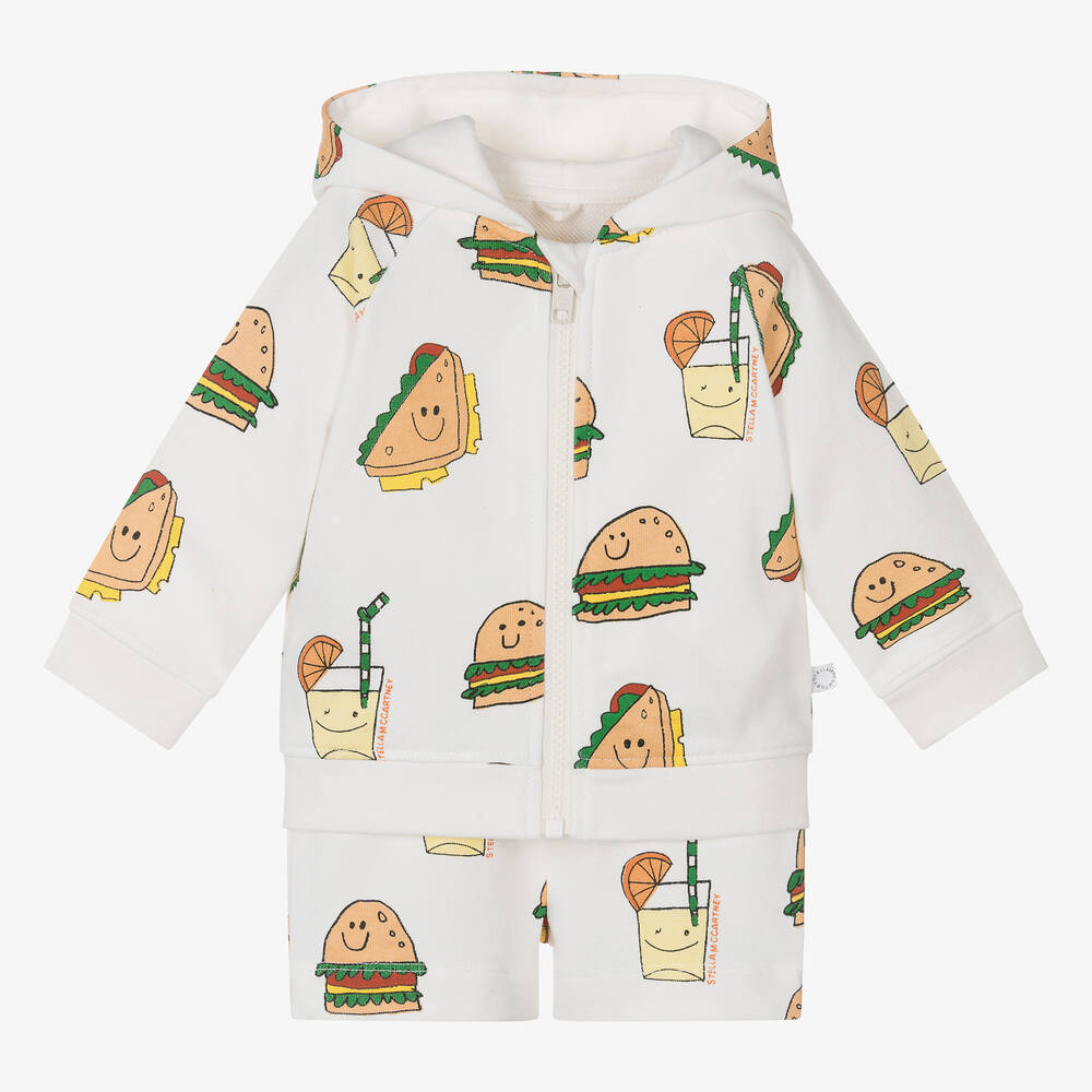 Stella McCartney Kids-Boys Ivory Organic Cotton Graphic Shorts Set | Childrensalon Outlet