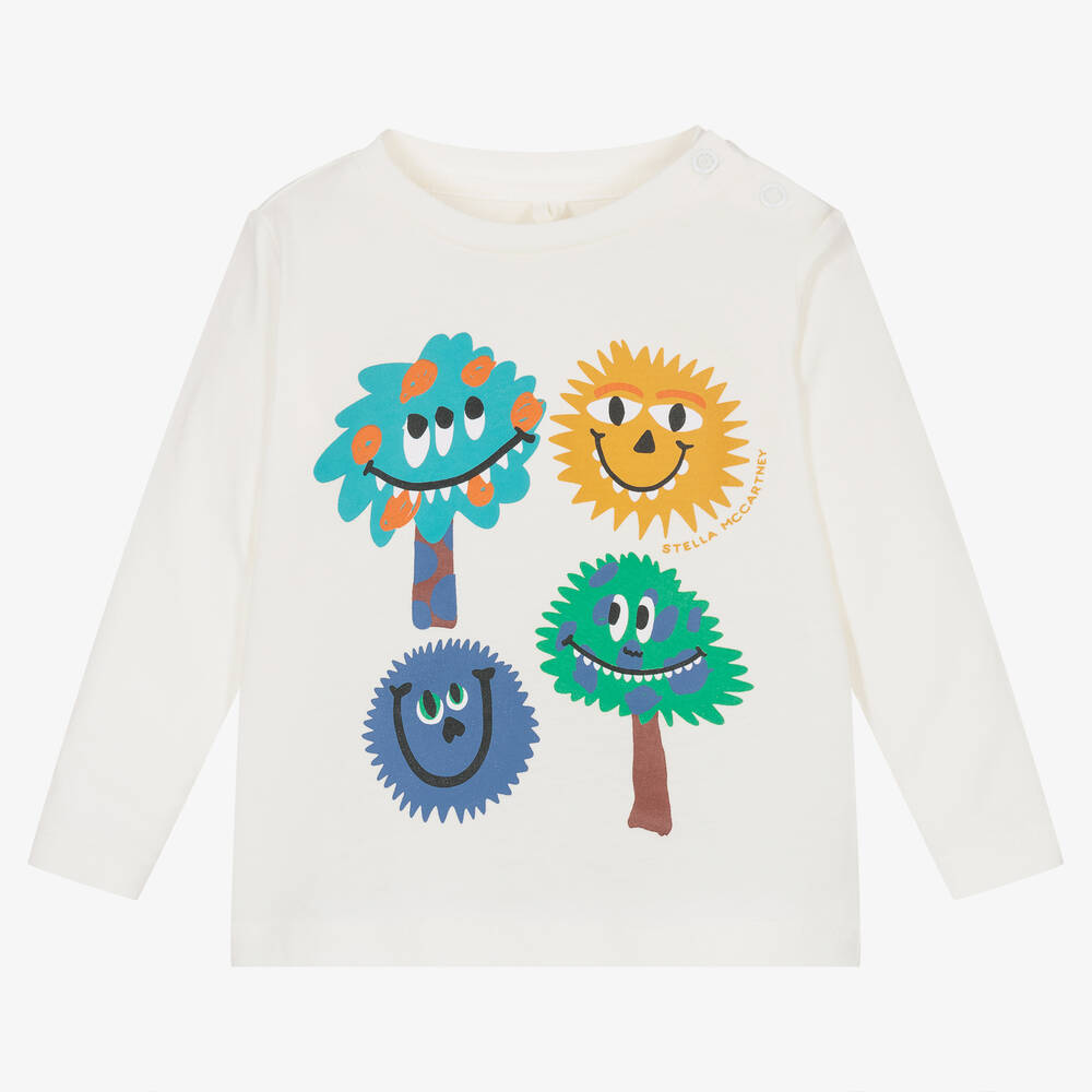 Stella McCartney Kids - Boys Ivory Organic Cotton Monster Top | Childrensalon